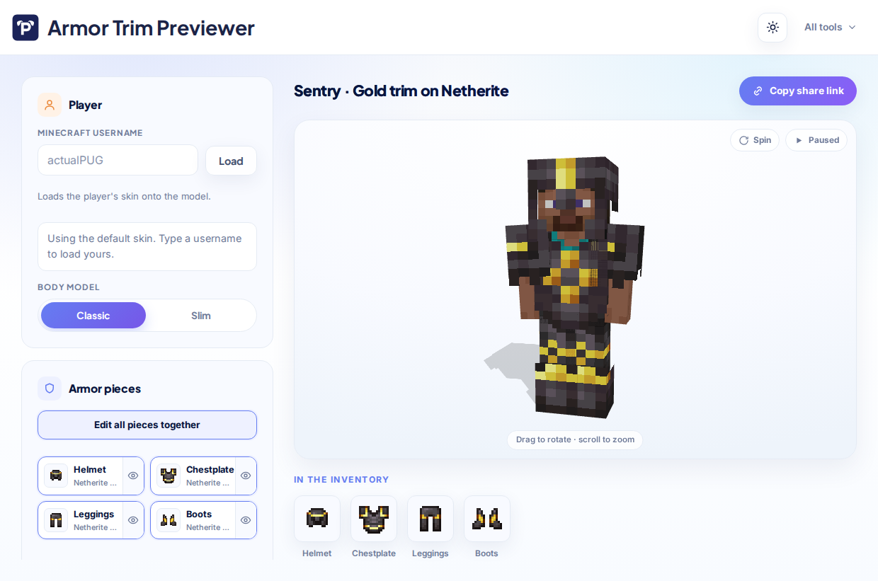 Armor Trim Previewer screenshot